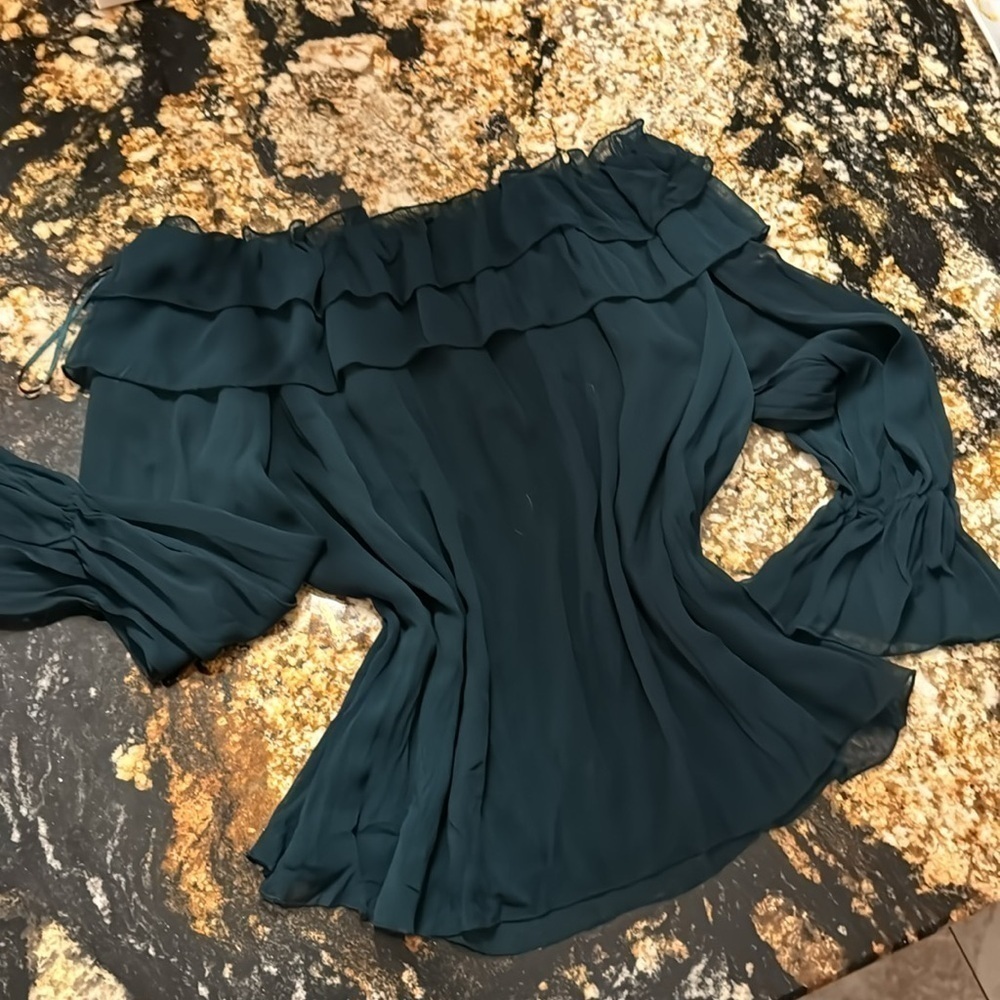 Zara off shoulder chiffon blouse - Picture 3 of 7